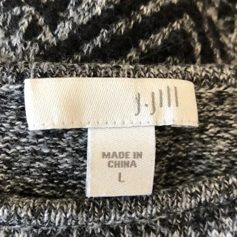 J.‎ JILL Women Large Grey Black Cozy Cotton Modal Wool Long Sleeve Tunic Sweater